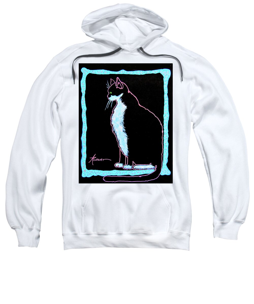 Cats Sweatshirt featuring the painting Night Watch by Adele Bower
