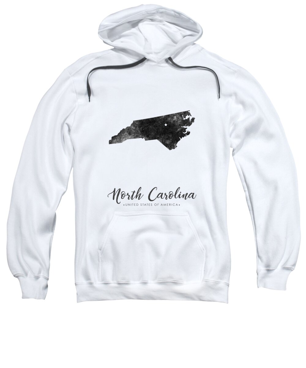 North Carolina Sweatshirt featuring the mixed media North Carolina State Map Art - Grunge Silhouette by Studio Grafiikka