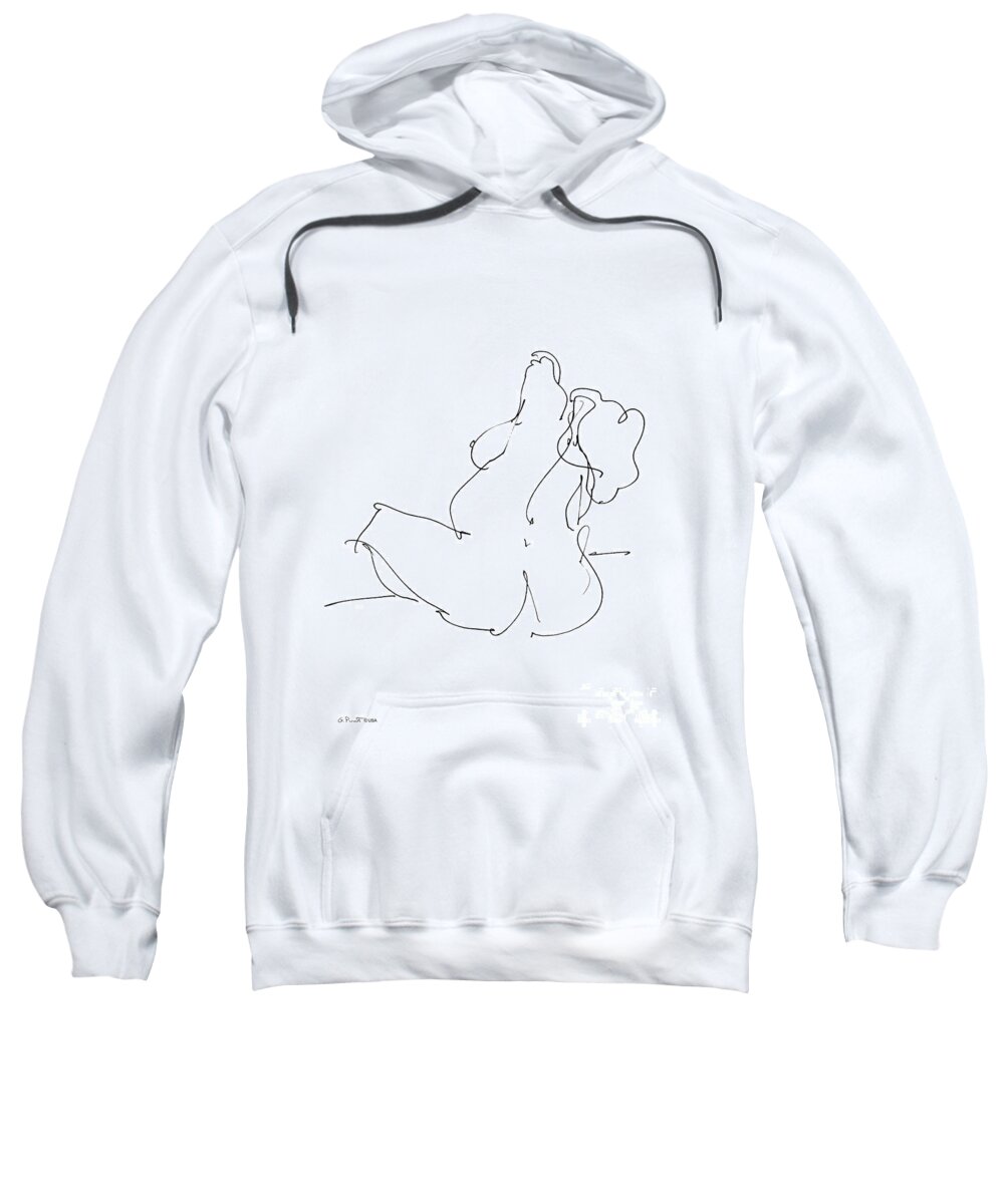 Female Sweatshirt featuring the drawing Nude-Female-Drawings-20 by Gordon Punt