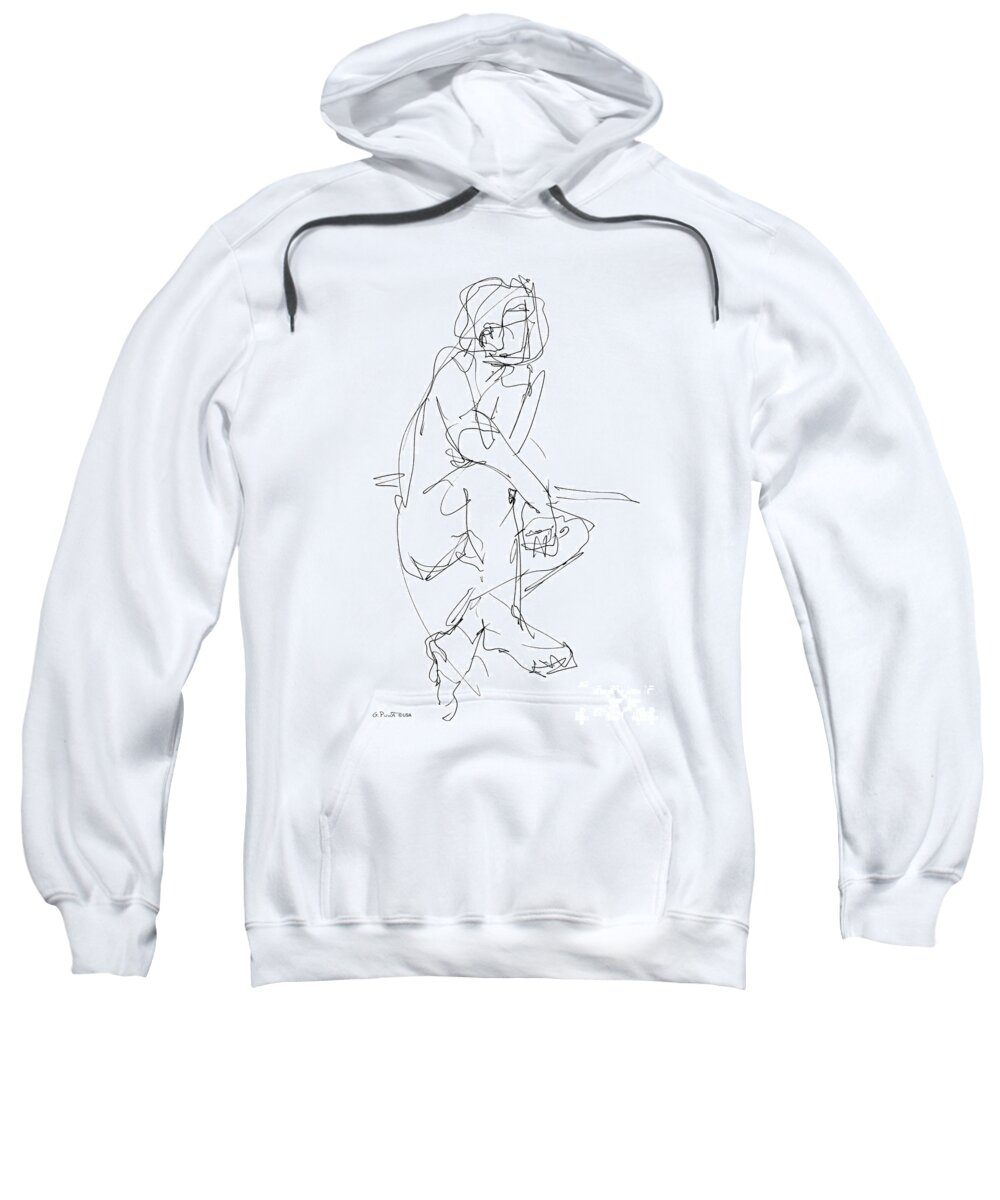 Male Sweatshirt featuring the drawing Nude_Male_Drawing_29 by Gordon Punt