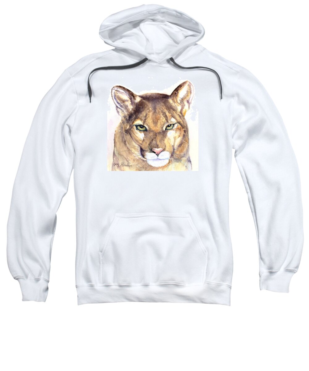 Mountain Lion Sweatshirt featuring the painting October Lion by Marsha Karle