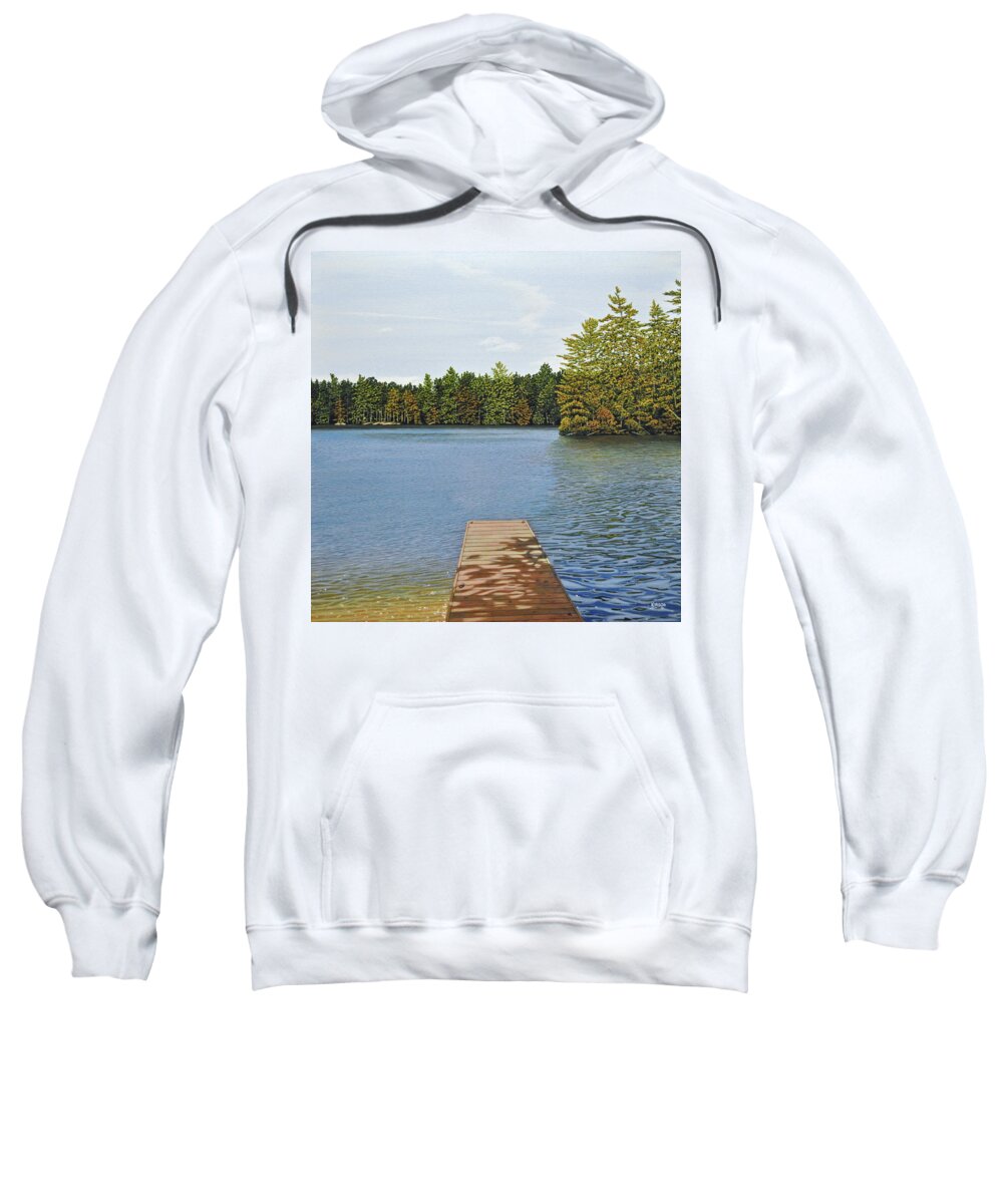 Cottage Sweatshirt featuring the painting Off the Dock by Kenneth M Kirsch