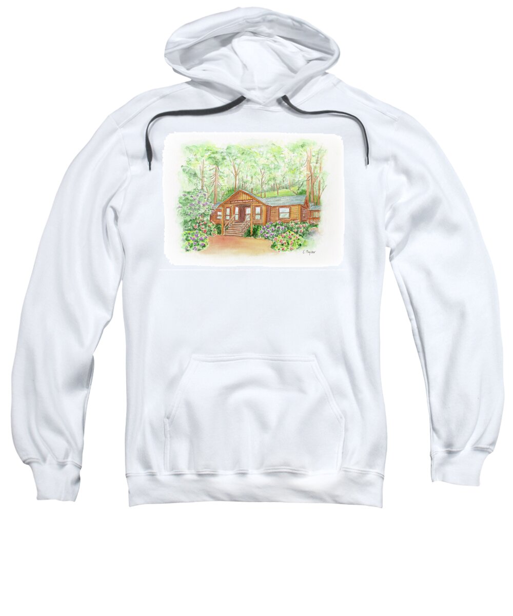 Log Cabin Sweatshirt featuring the painting Office in the Park by Lori Taylor