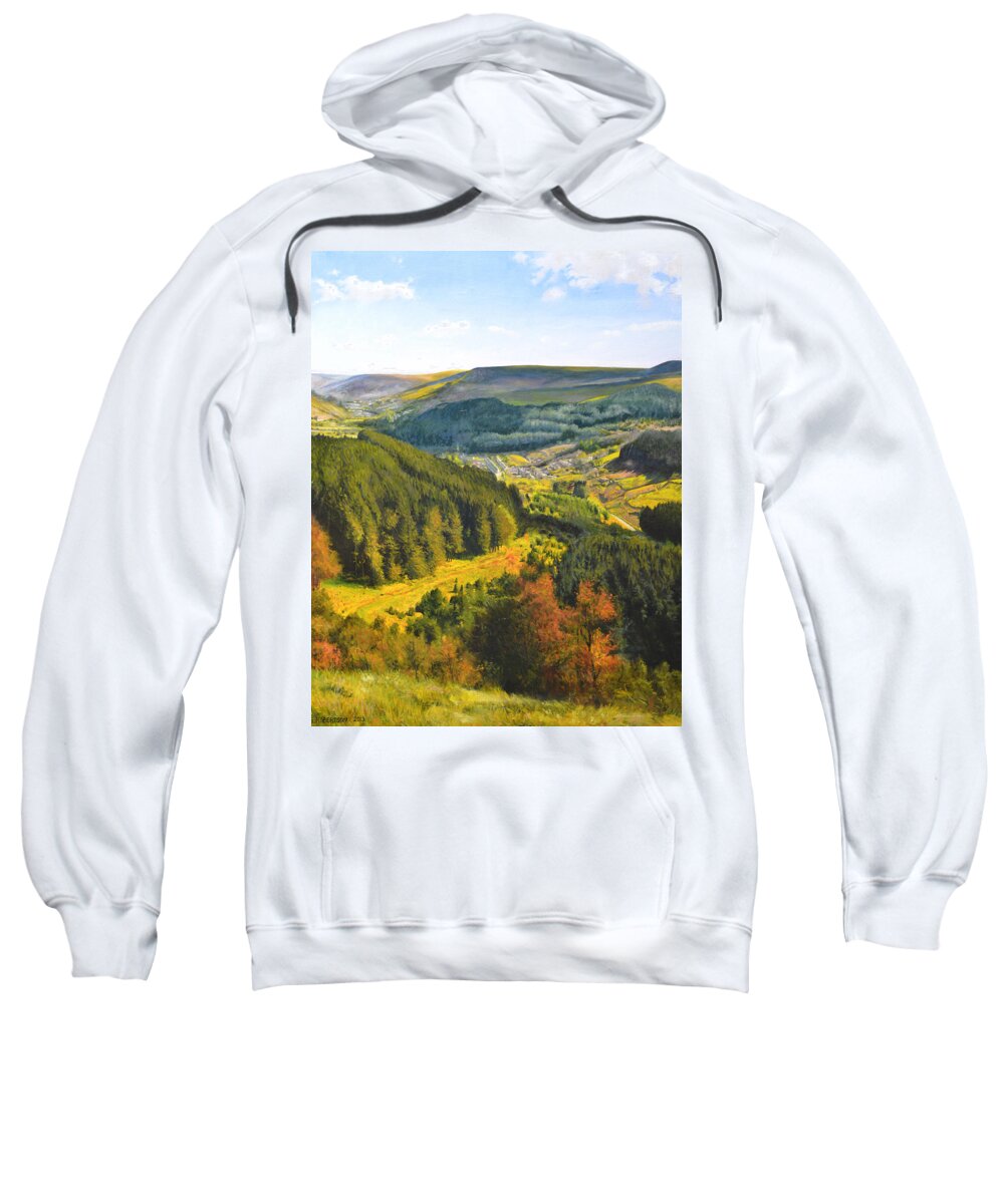 Ogmore Sweatshirt featuring the painting Ogmore Valley by Harry Robertson