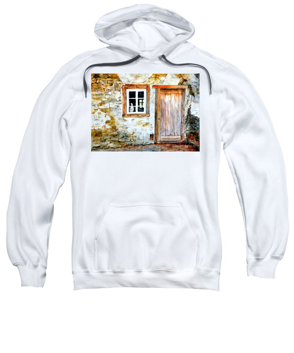 Old Farm House Sweatshirt featuring the painting Old Farm House by Sher Nasser