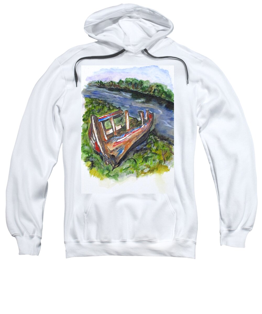 Boats Sweatshirt featuring the painting Old Memory by Clyde J Kell