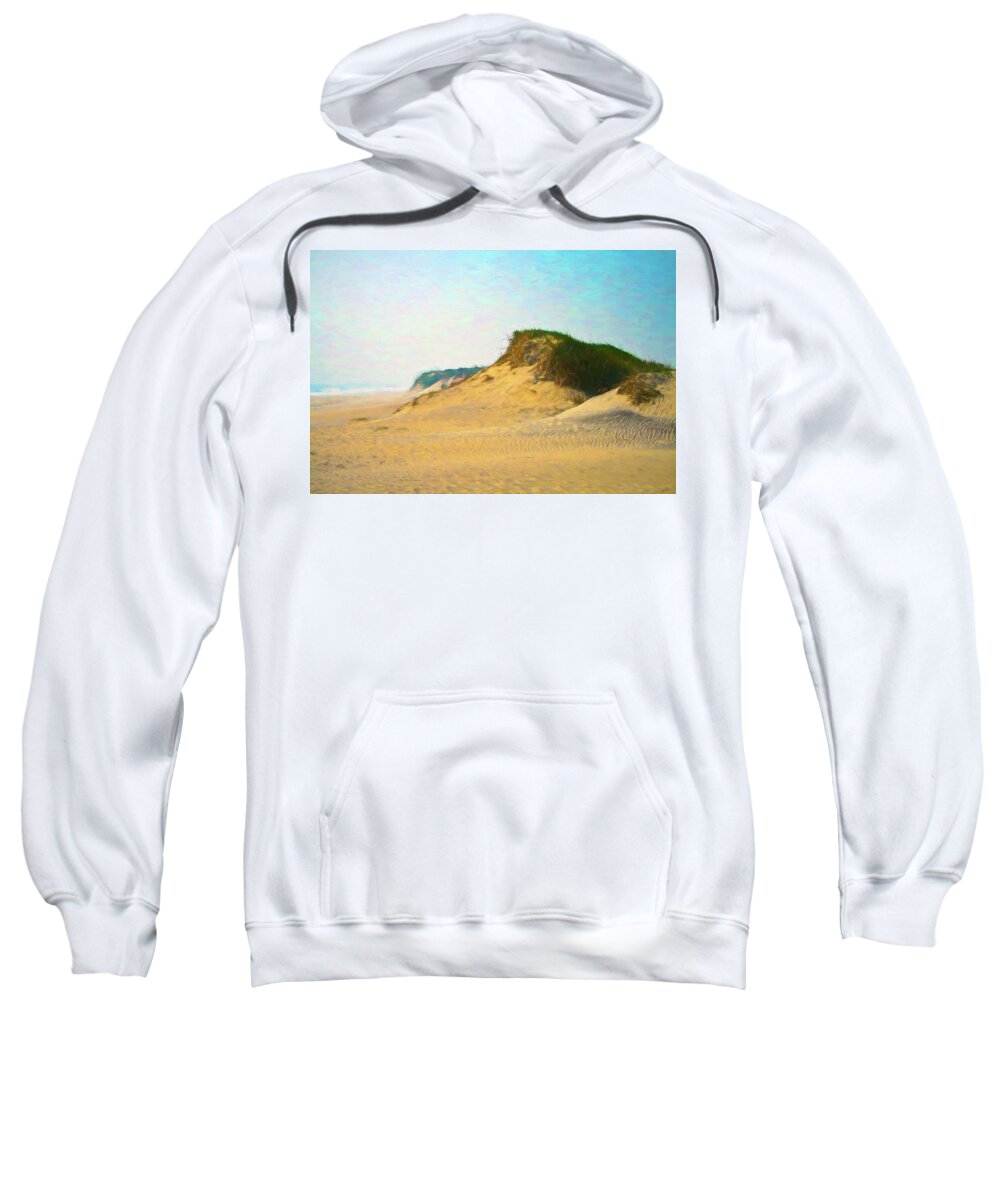 Nature Sweatshirt featuring the digital art Outer Banks Sand Dune by Barry Wills
