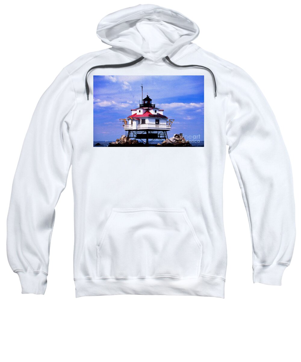 Lighthouses Sweatshirt featuring the photograph Painted Thomas Point Lighthouse by Skip Willits
