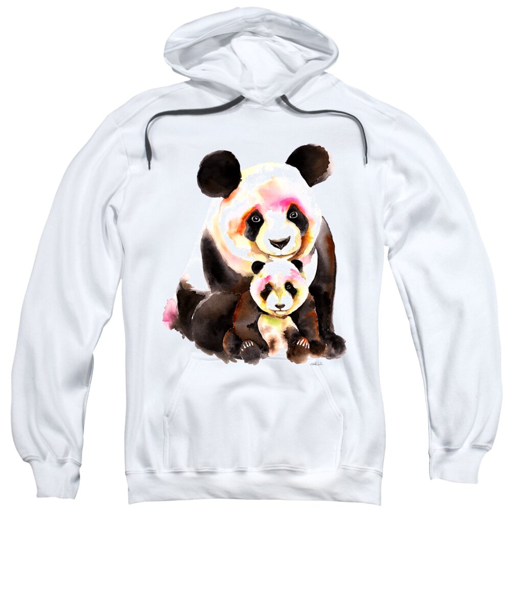 Panda Sweatshirt featuring the painting Panda Bear by Isabel Salvador