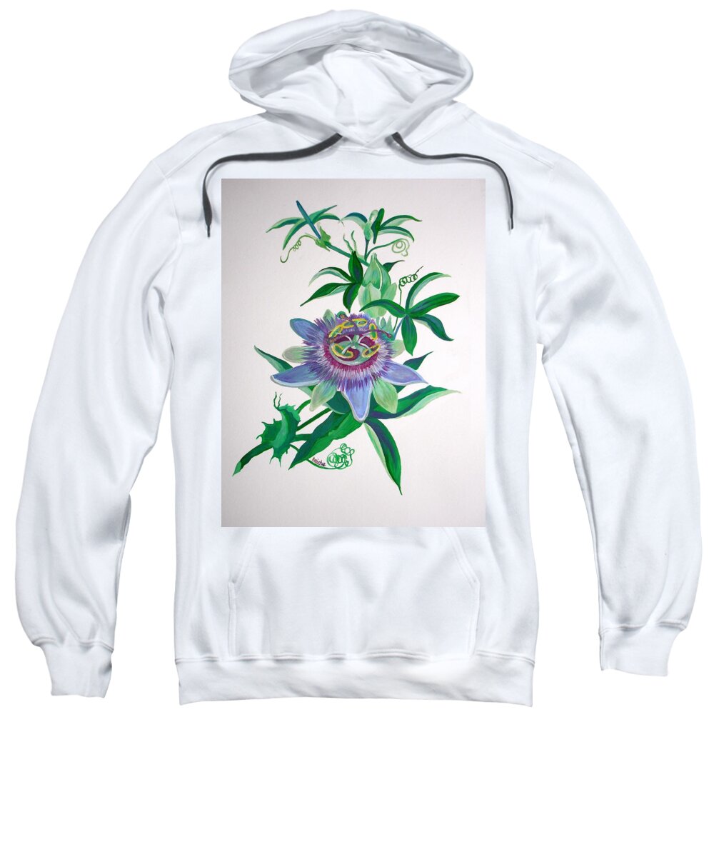 Flower Sweatshirt featuring the painting Passion Flower by Taiche Acrylic Art