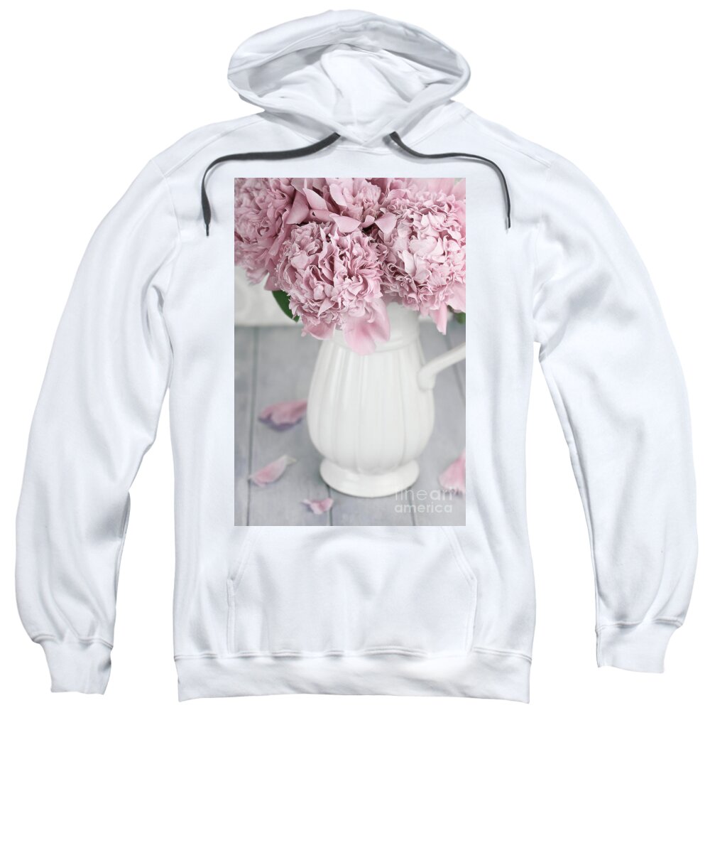 Peony;peonies;paeonia Suffruticosa;paeoniaceae;flower;flowers;pink;floral;overhead Sweatshirt featuring the photograph Peonies in a Vase by Stephanie Frey