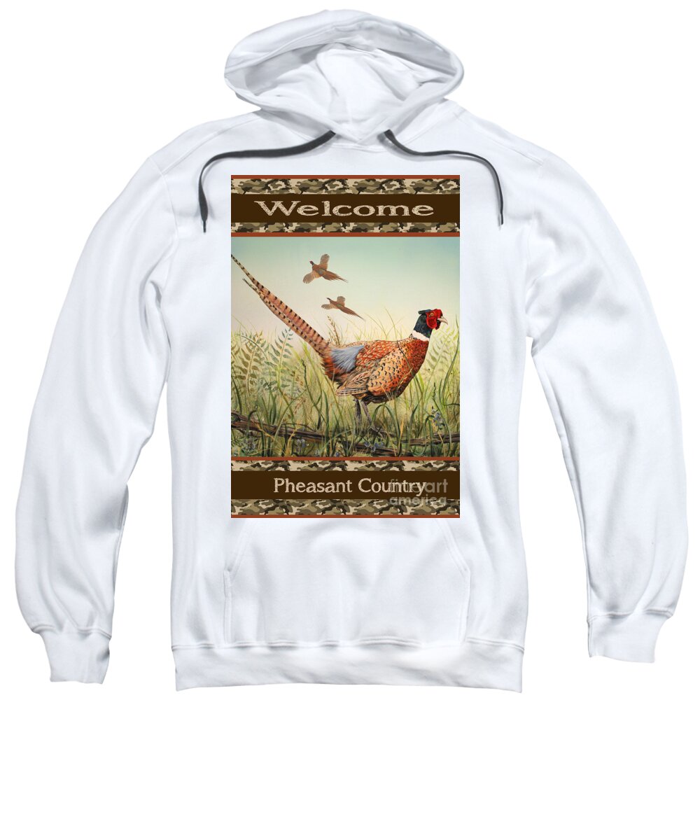 Jean Plout Sweatshirt featuring the painting Pheasant-JP2805 by Jean Plout