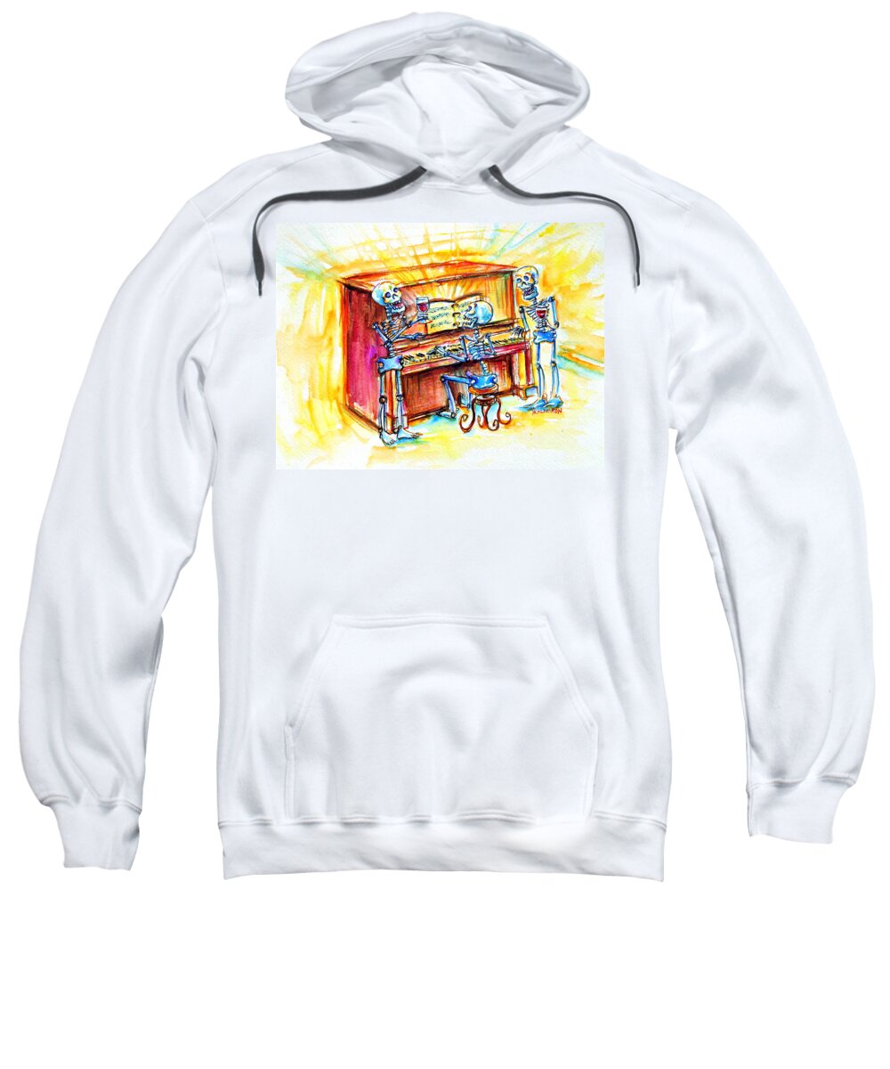 Day Of The Dead Sweatshirt featuring the painting Piano Man by Heather Calderon