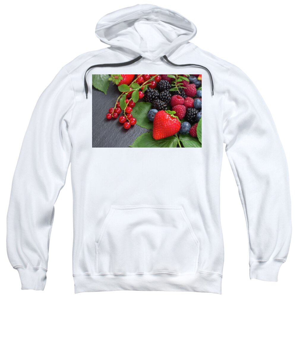 Currant Sweatshirt featuring the photograph Pile of Fresh Berries by Anastasy Yarmolovich