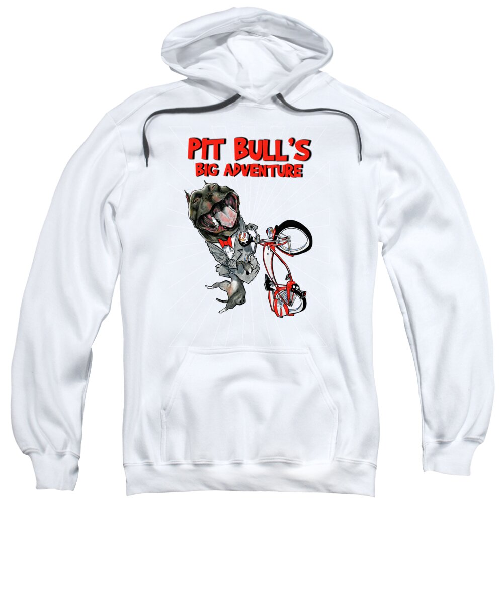 Dog Caricature Sweatshirt featuring the drawing Pit Bull's Big Adventure Caricature by Canine Caricatures By John LaFree