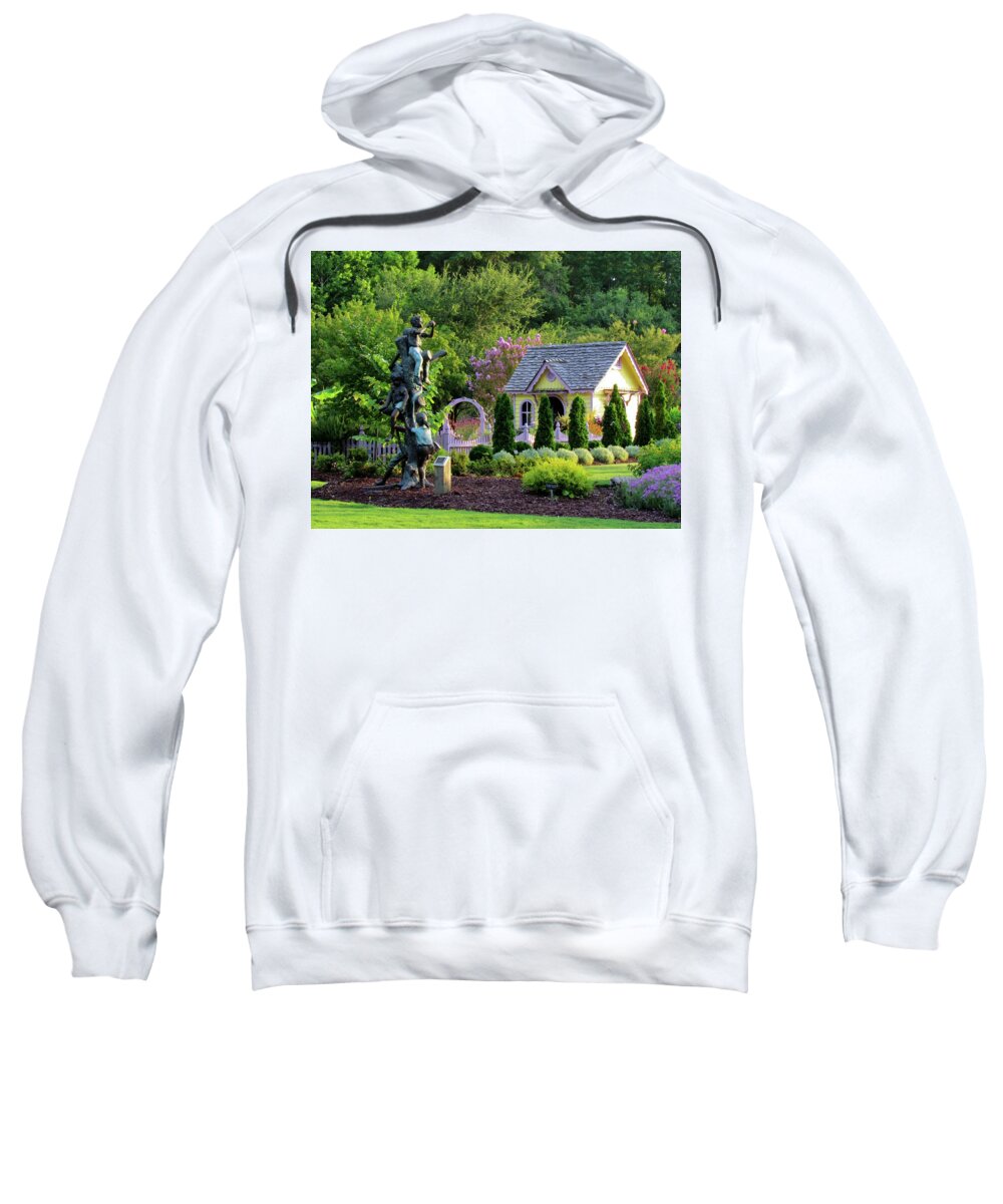 Playhouse Sweatshirt featuring the photograph Playhouse In The Garden by Cynthia Guinn