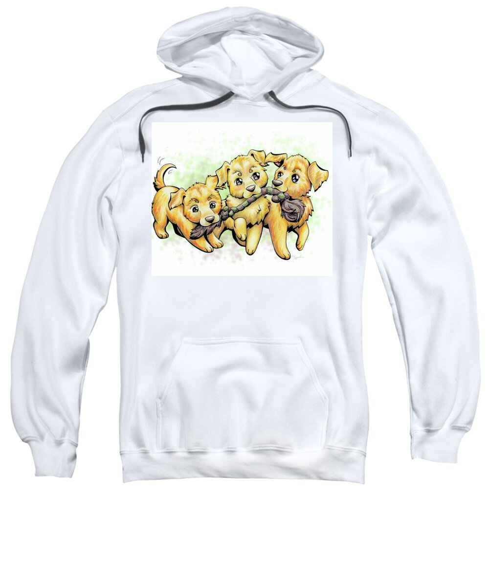 Puppy Sweatshirt featuring the drawing PLAYTIME Golden Retriever by Sipporah Art and Illustration