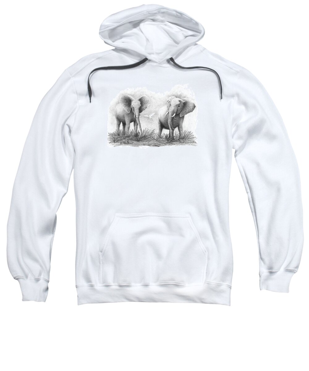 Elephants Sweatshirt featuring the drawing Playtime by Phyllis Howard