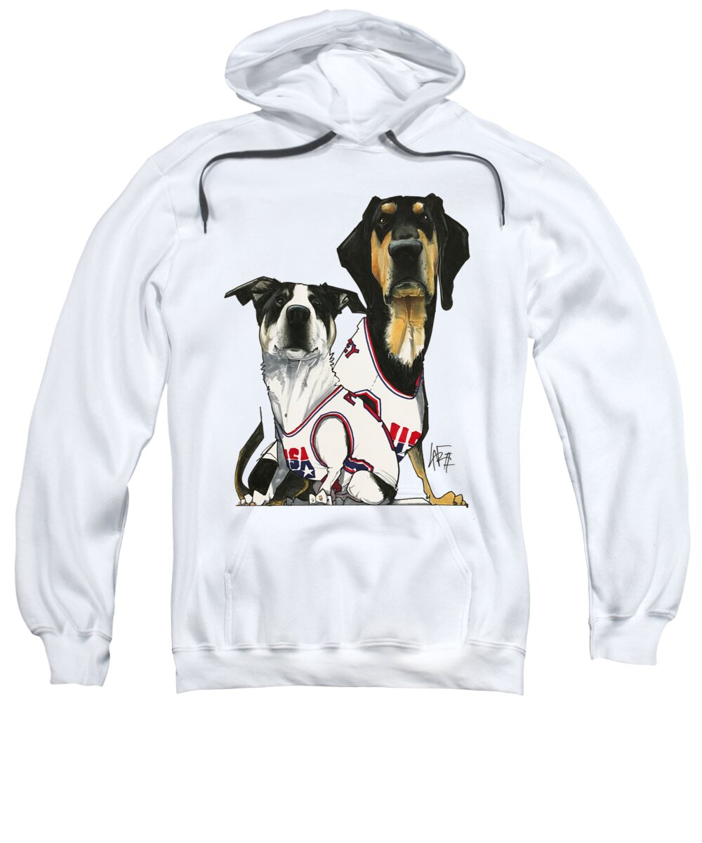 Pet Portrait Sweatshirt featuring the drawing Poppy 3196 by Canine Caricatures By John LaFree