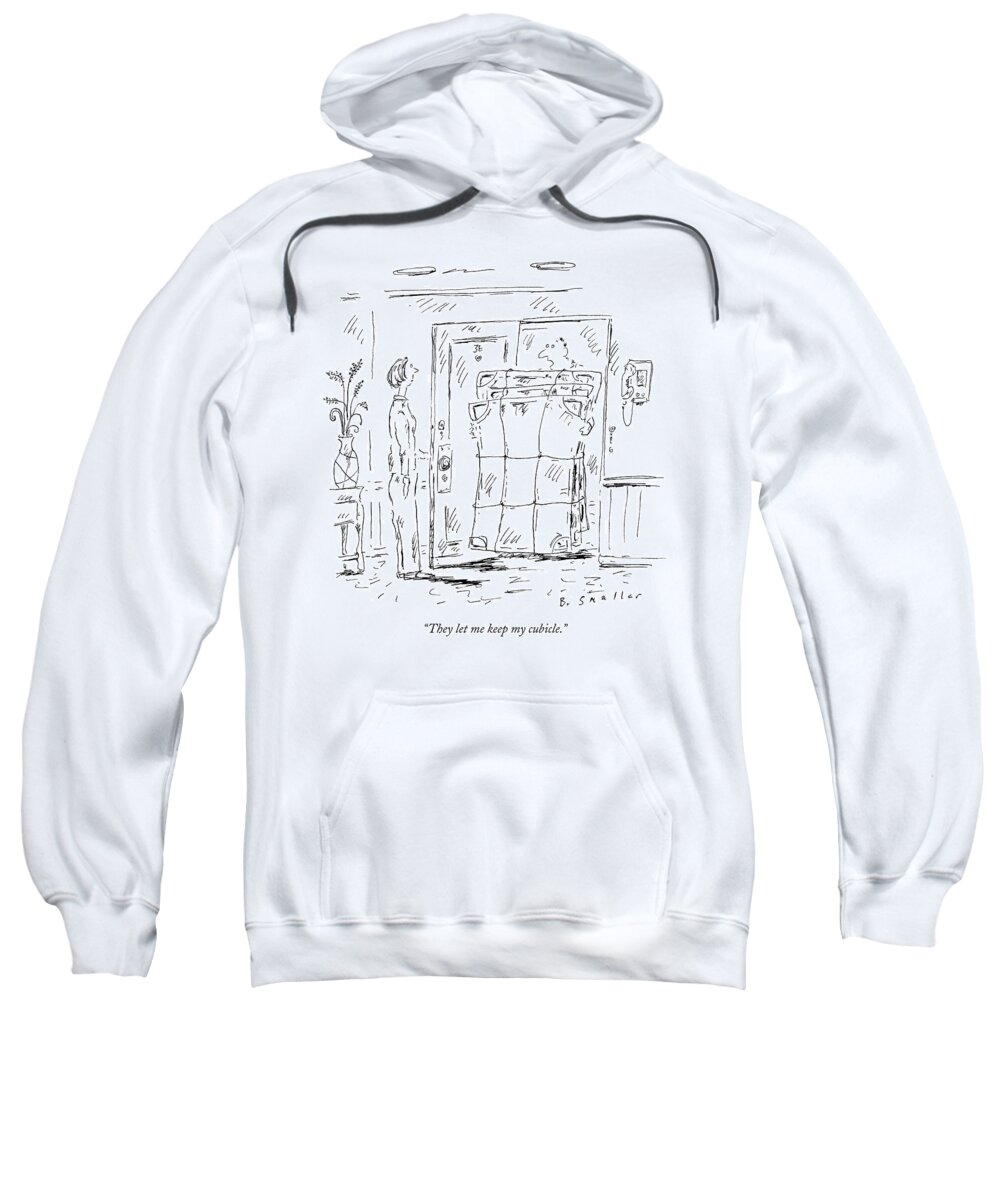Cubicle Sweatshirt featuring the drawing Portable Cubicle by Barbara Smaller