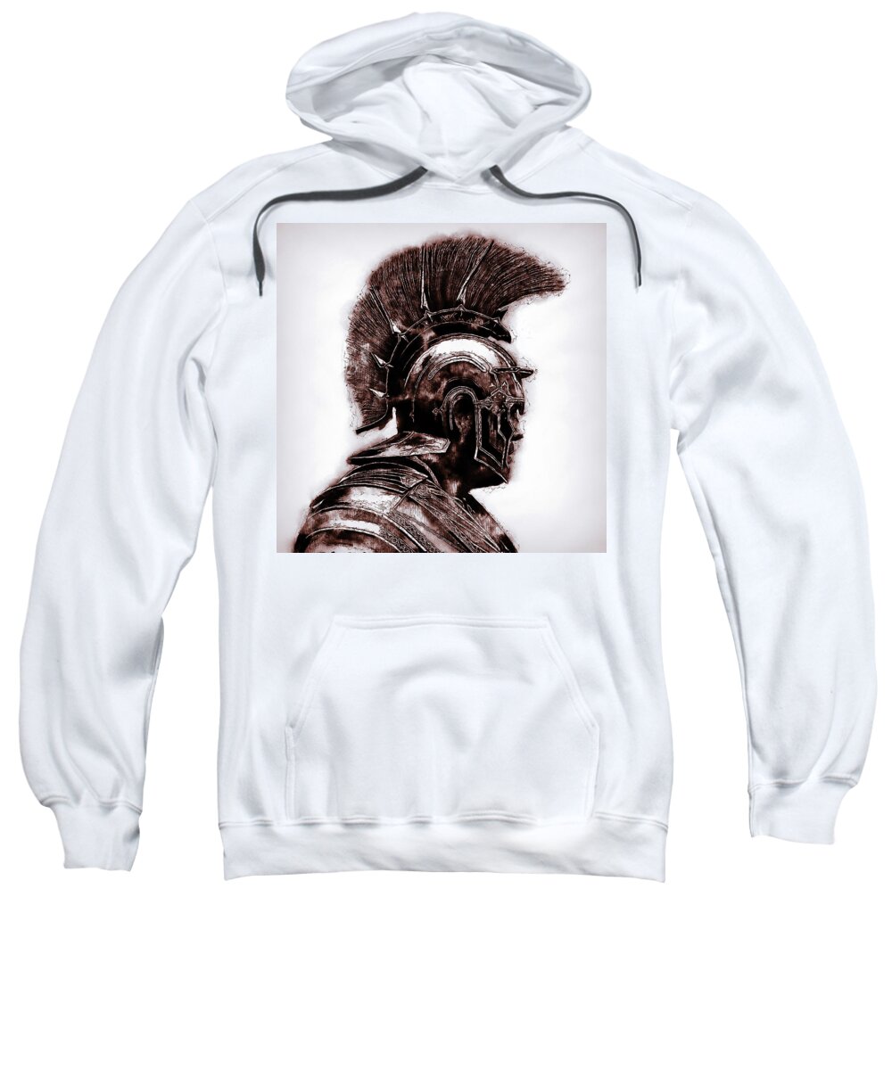 Roman Legion Sweatshirt featuring the painting Portrait of a Roman Legionary - 30 by AM FineArtPrints