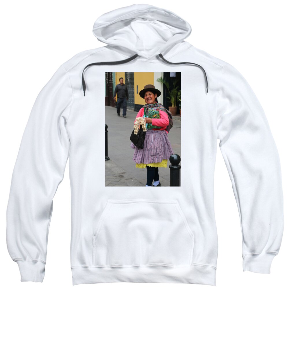 Lima Sweatshirt featuring the photograph Pretty lady in Lima Peru by Kathryn McBride