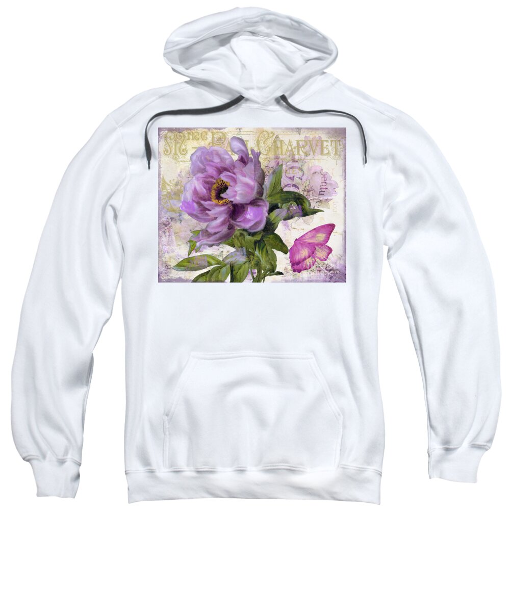 Purple Peony Sweatshirt featuring the painting Purple Peony by Mindy Sommers