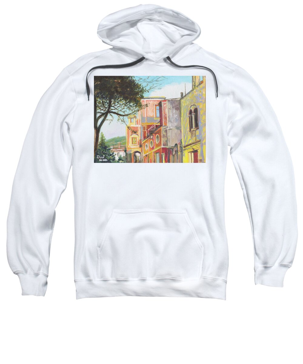 Coloured Buildings Sweatshirt featuring the painting Ravello Eclectic Architecture by Dai Wynn