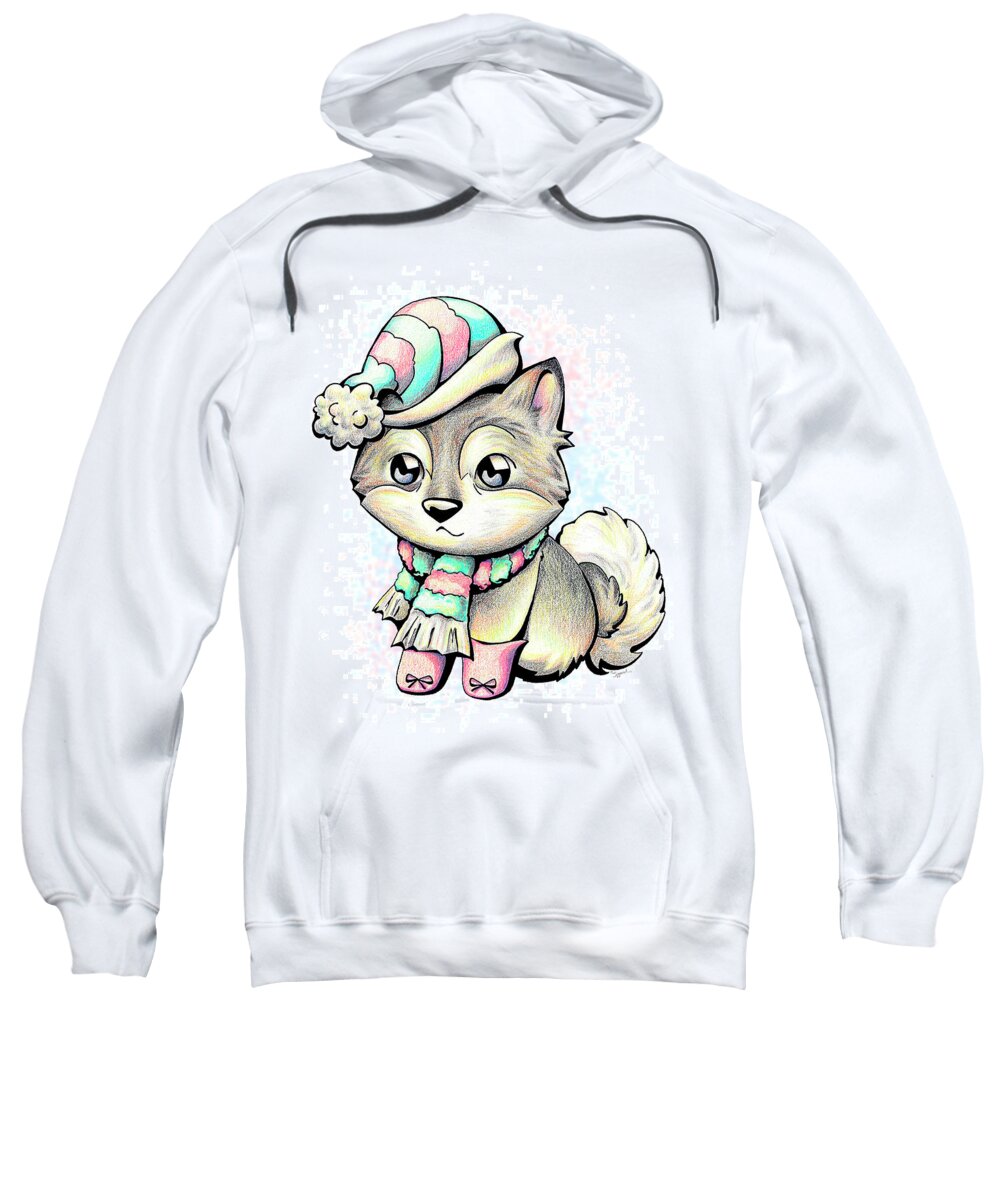 Puppy Sweatshirt featuring the drawing READY FOR WINTER Alaskan Malamute by Sipporah Art and Illustration