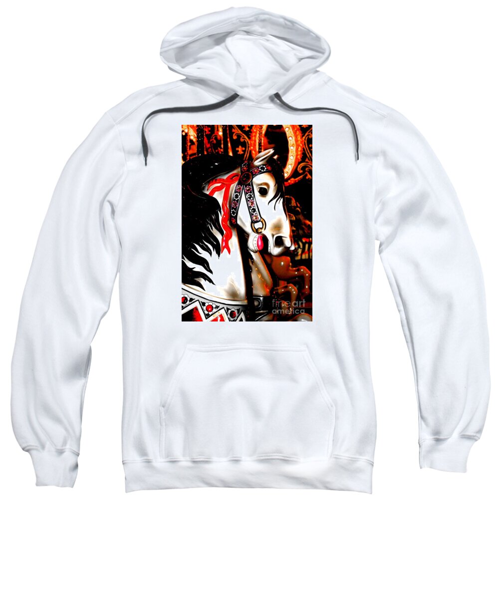 Digital Sweatshirt featuring the digital art Red and Black Carousel Horse by Patty Vicknair