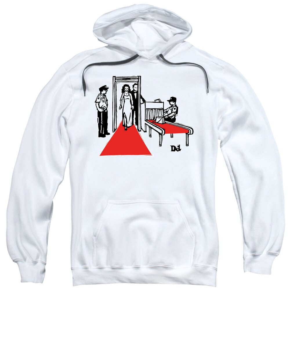 Security Sweatshirt featuring the drawing Red Carpet Security by Drew Dernavich