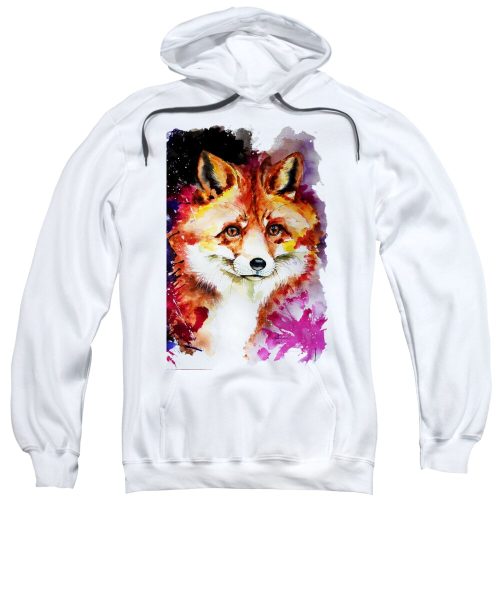 Red Sweatshirt featuring the painting Red Fox by Isabel Salvador