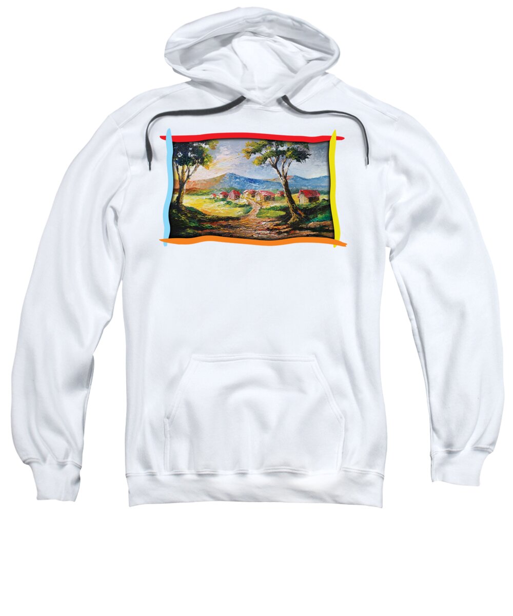 House Sweatshirt featuring the painting Red Roofs by Anthony Mwangi