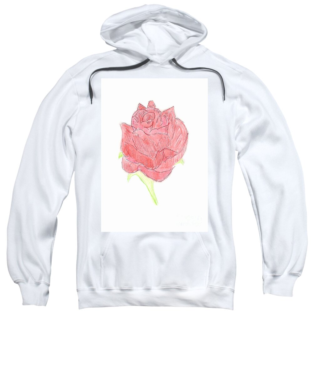 Rose Sweatshirt featuring the painting Red Rose #3 by Donna L Munro