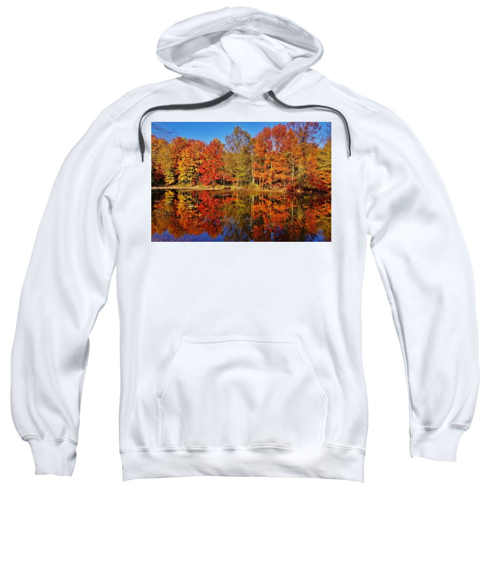 Autumn Sweatshirt featuring the photograph Reflections in Autumn by Ed Sweeney