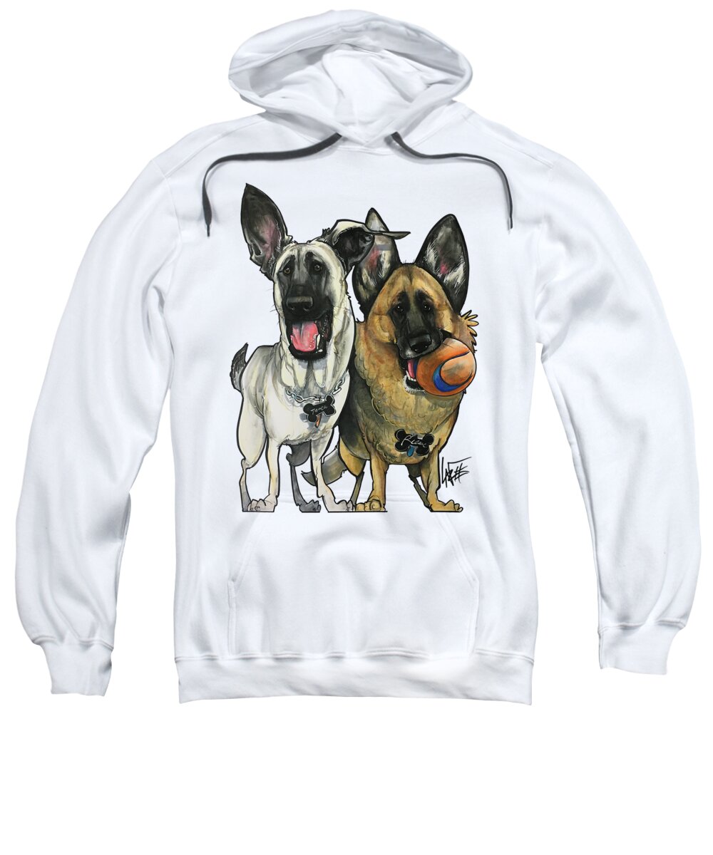 German Shepherd Sweatshirt featuring the drawing Reid 3835 by Canine Caricatures By John LaFree