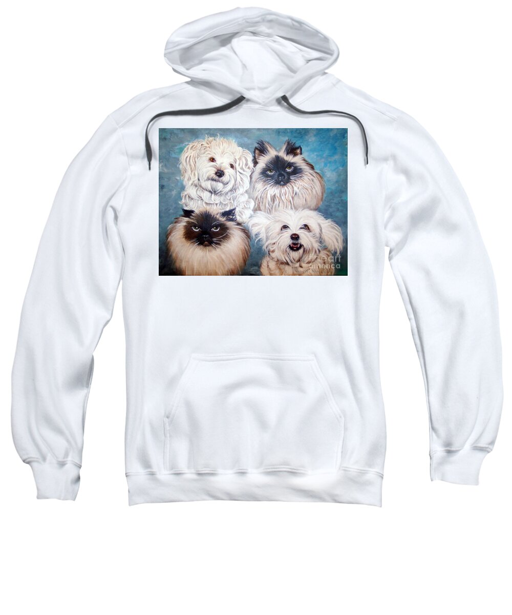 Cats Sweatshirt featuring the painting Reigning Cats N Dogs by Nancy Cupp