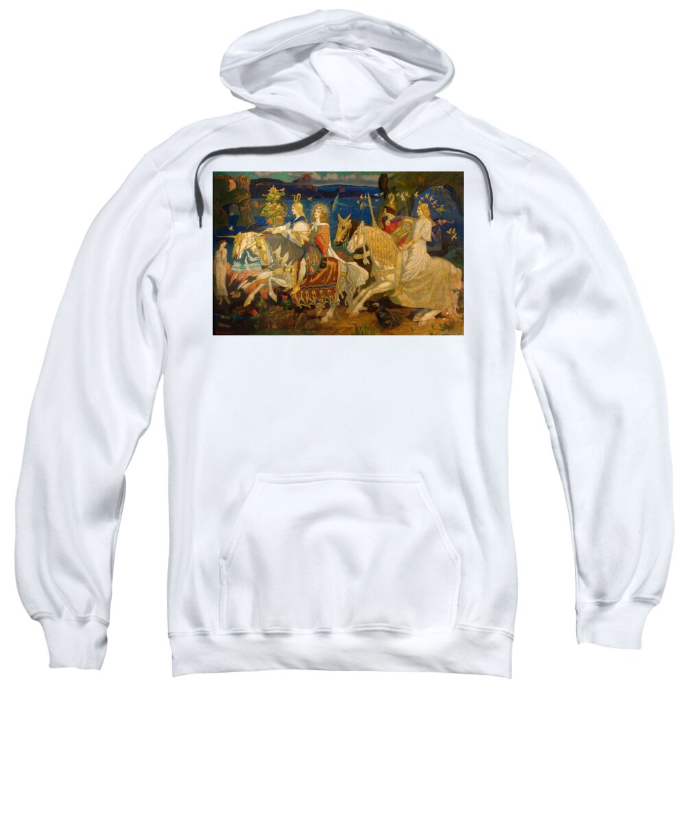 John Duncan Sweatshirt featuring the painting Riders of the Sidhe by John Duncan