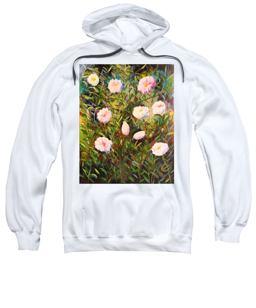 Roses Sweatshirt featuring the painting Rosas by Medea Ioseliani