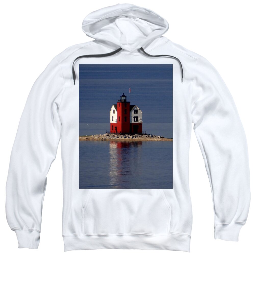 Round Island Lighthouse Sweatshirt featuring the photograph Round Island Lighthouse in the Morning by Keith Stokes