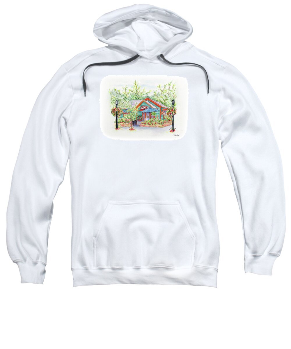 Ruby's Sweatshirt featuring the painting Ruby's by Lori Taylor