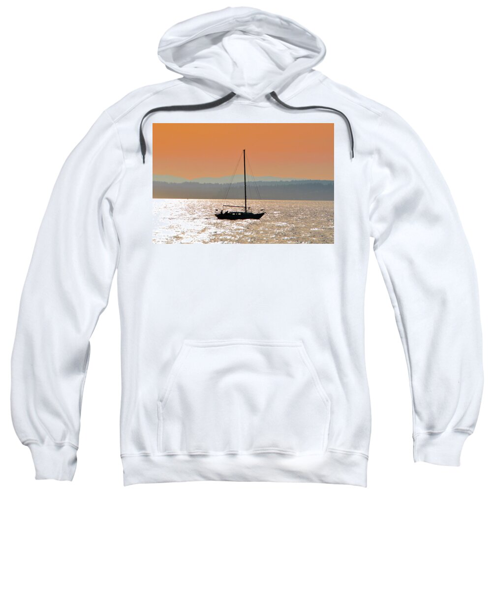 Landscape Sweatshirt featuring the photograph Sailboat with Bike by Brian O'Kelly