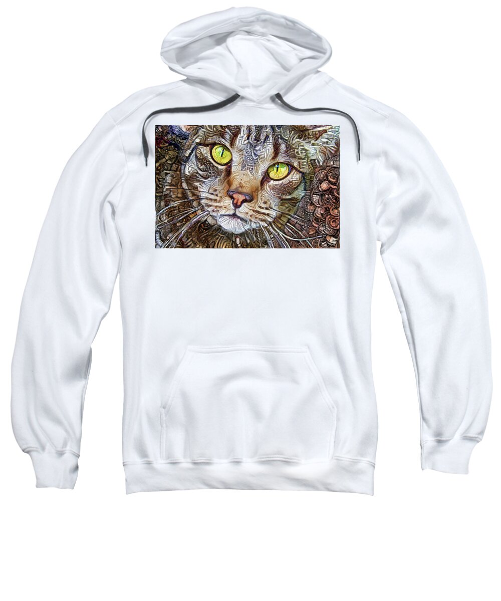 Tabby Cat Sweatshirt featuring the digital art Sam the Tabby Cat by Peggy Collins
