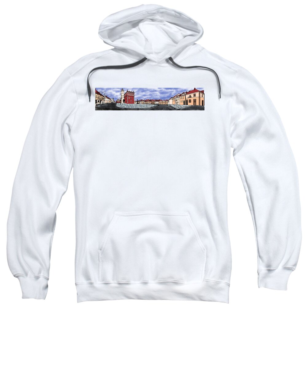 Old-town Sweatshirt featuring the digital art Sandomierz city by Piotr Dulski