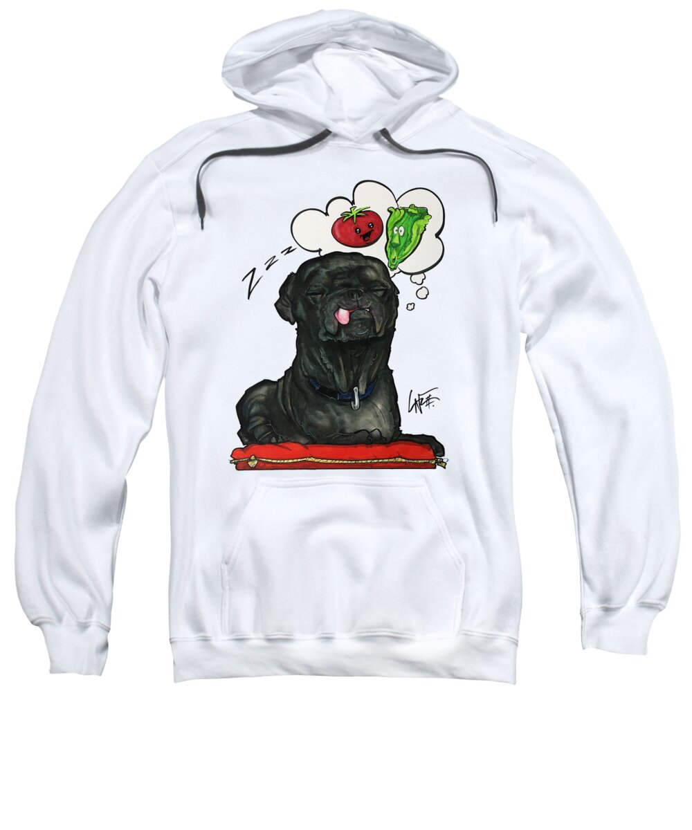 Pug Sweatshirt featuring the drawing Scariano 3833 by Canine Caricatures By John LaFree