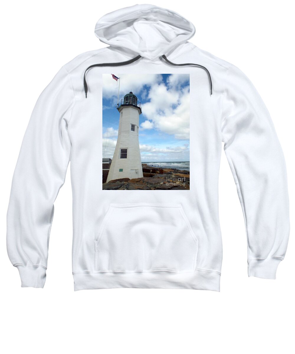 America Sweatshirt featuring the photograph Scituate Light by Barbara Von Pagel