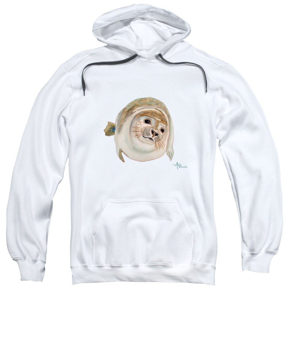 Sea Lion Sweatshirt featuring the painting Sea Lion Watercolor by Angeles M Pomata