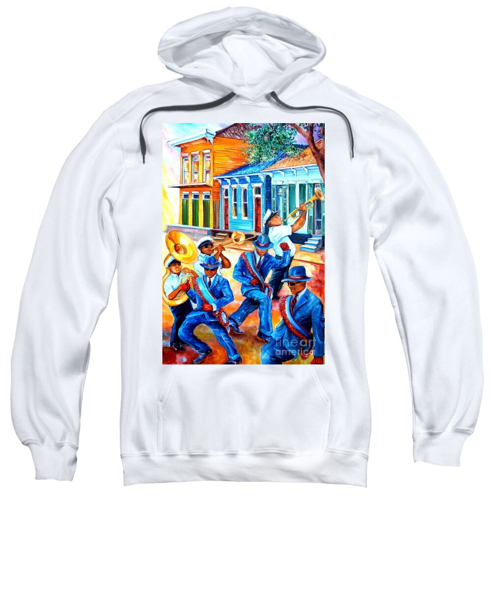 New Orleans Sweatshirt featuring the painting Second Line in Treme by Diane Millsap