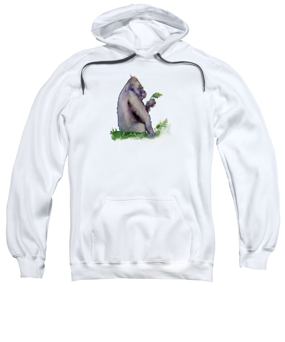 Gorilla Painting Sweatshirt featuring the painting Seriously Speaking by Amy Kirkpatrick