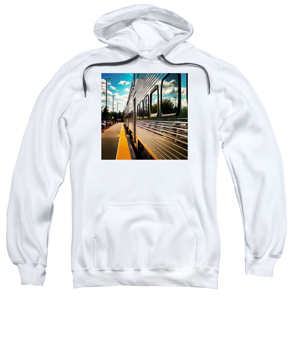 Metra Sweatshirt featuring the photograph Silver Train by Britten Adams